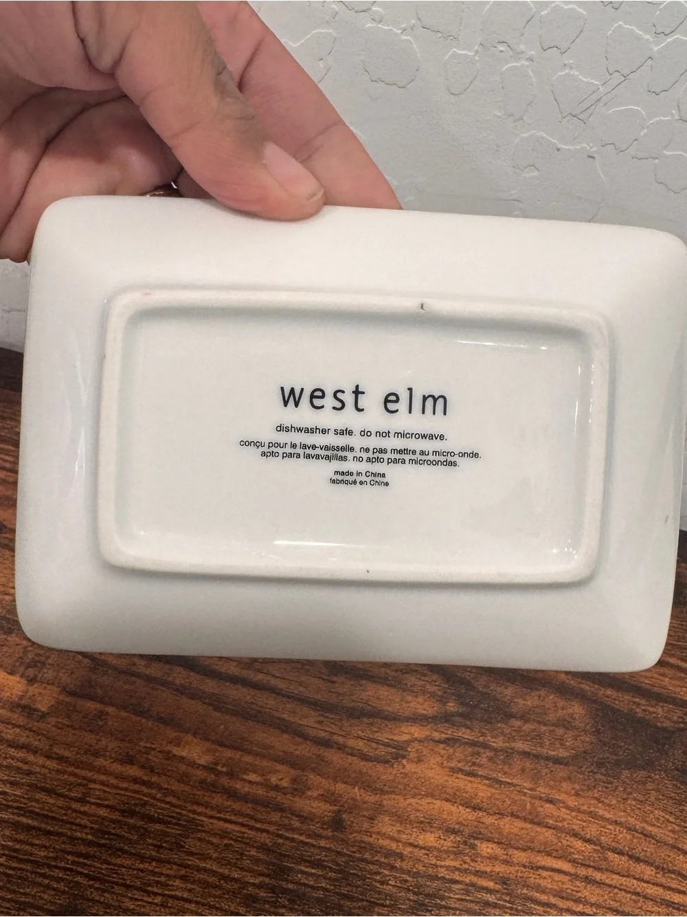 West Elm White Ceramic Trinket Tray Dish Gold Bee Ring Soap Dish